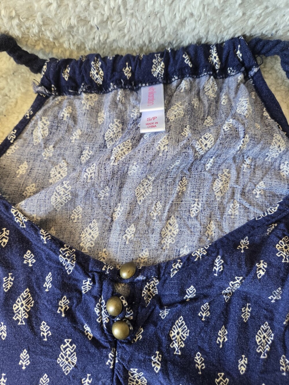 Navy Bohemian Printed Halter Camisole with Multicolor Hem - Picture 4 of 4